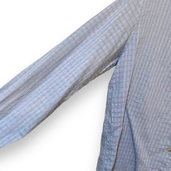 Cherokee Button Up Shirt Women's Large Blue Linen Blend Pocket Minimalist Work - Picture 6 of 11